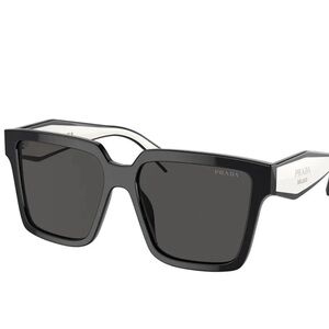 Women’s Authentic Prada SPR 24Z Plastic Square Frame Sunglasses Black White